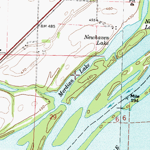 Topographic Map of Merdian Lake, IL