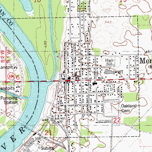 Topographic Map of Meredosia, IL