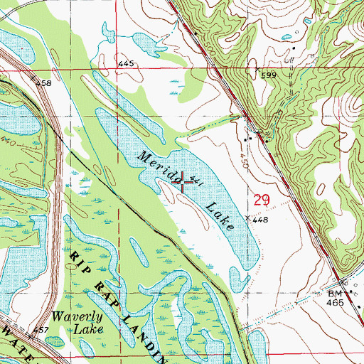 Topographic Map of Merida Lake, IL