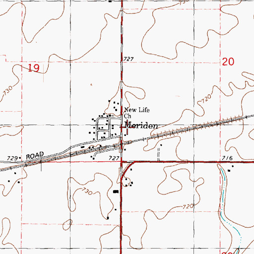 Topographic Map of Meriden, IL
