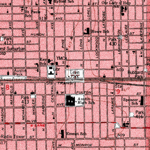 Topographic Map of Merrick Park, IL
