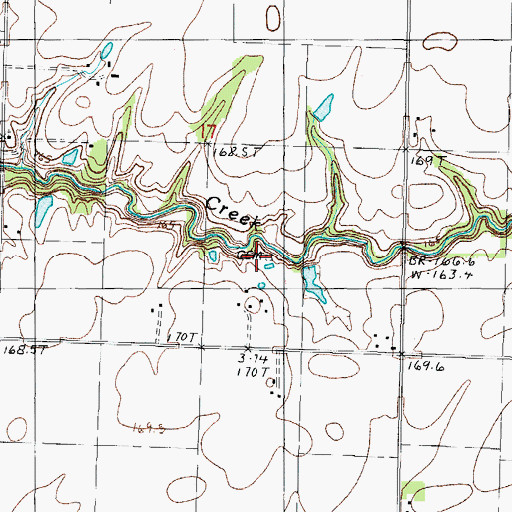Topographic Map of Merry Cemetery, IL