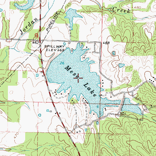 Topographic Map of Mesa Lake, IL