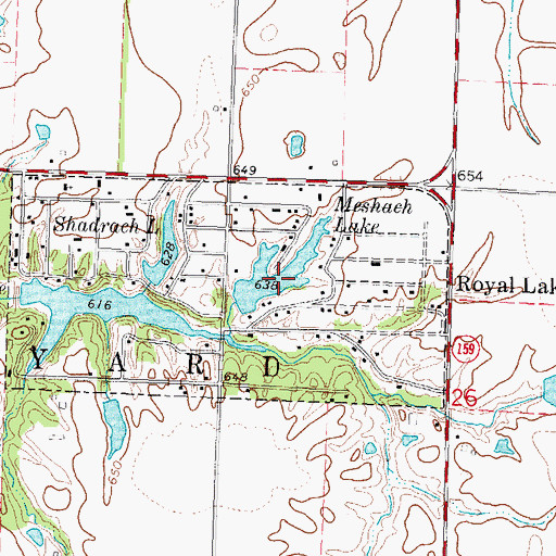 Topographic Map of Meshach Lake, IL
