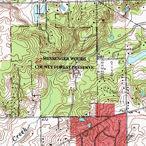 Topographic Map of Messenger Woods County Forest Preserve, IL