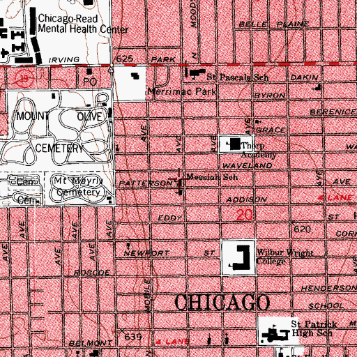 Topographic Map of Messiah School, IL