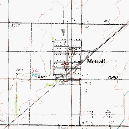 Topographic Map of Metcalf, IL
