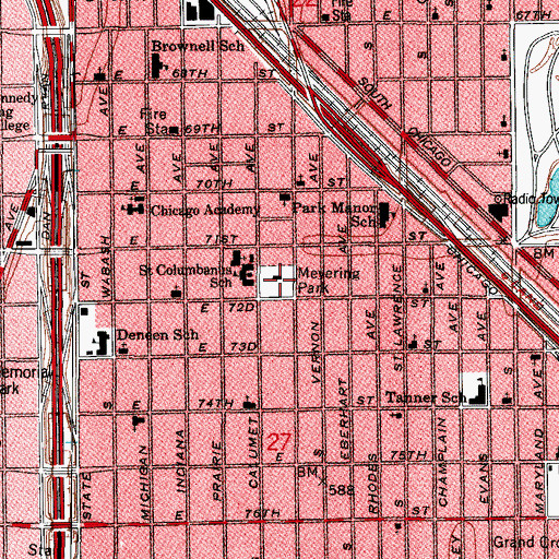 Topographic Map of Meyering Park, IL