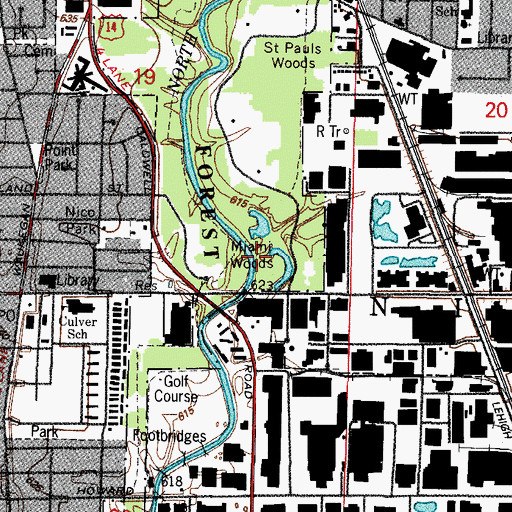 Topographic Map of Miami Woods, IL