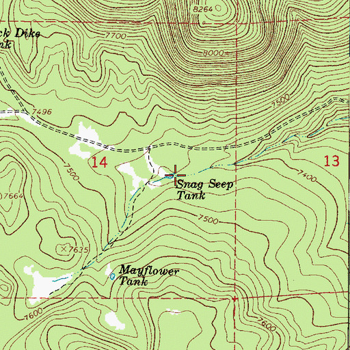 Topographic Map of Quemado Tank, AZ