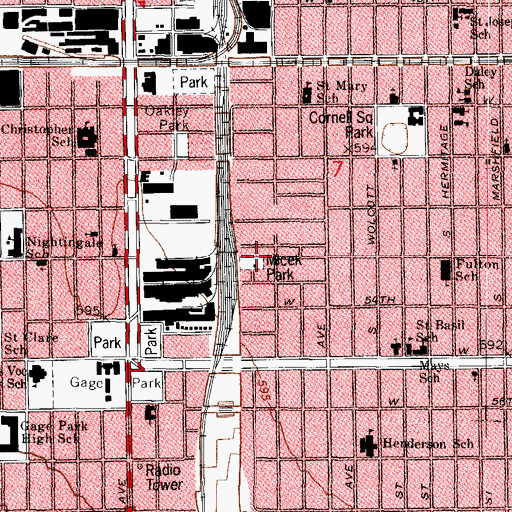 Topographic Map of Micek Park, IL