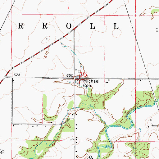 Topographic Map of Michael Cemetery, IL