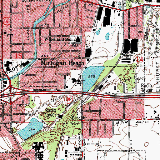 Topographic Map of Michigan Beach, IL