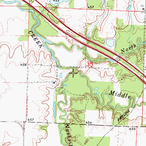 Topographic Map of Middle Creek, IL