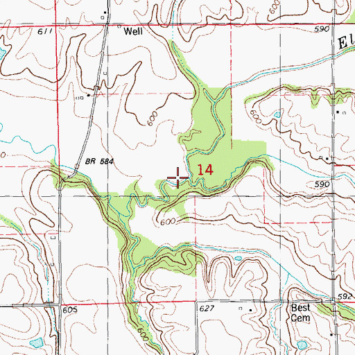 Topographic Map of Middle Creek, IL
