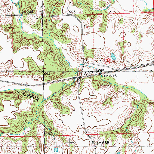Topographic Map of Middle Creek, IL