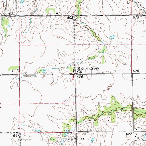 Topographic Map of Middle Creek Church, IL