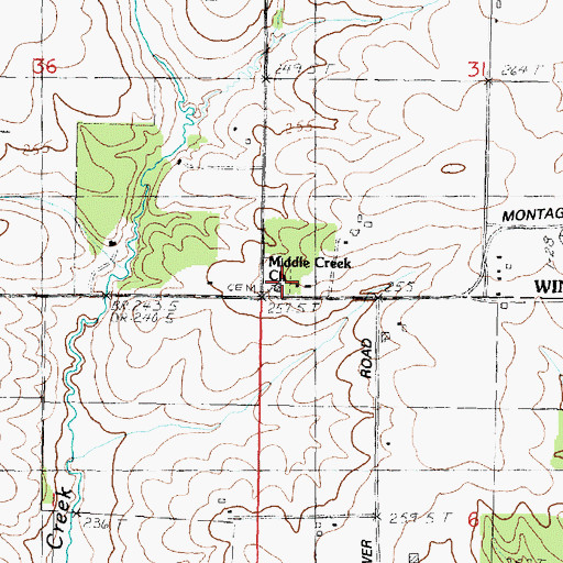Topographic Map of Middle Creek Presbyterian Church, IL