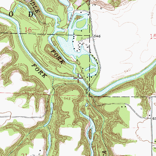 Topographic Map of Middle Fork Vermilion River, IL