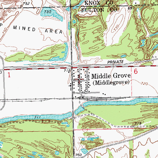 Topographic Map of Middlegrove, IL