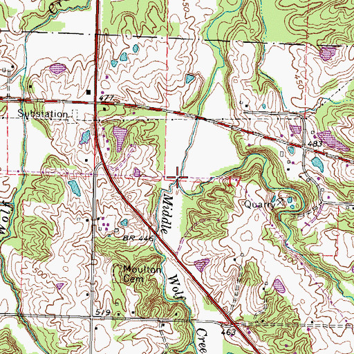 Topographic Map of Middle Wolf Creek, IL