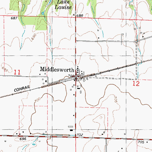 Topographic Map of Middlesworth, IL