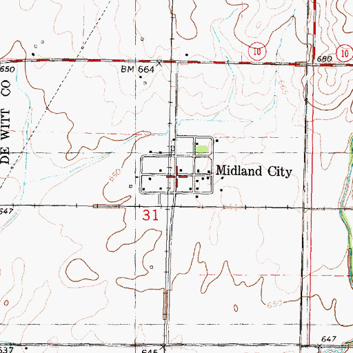 Topographic Map of Midland City, IL