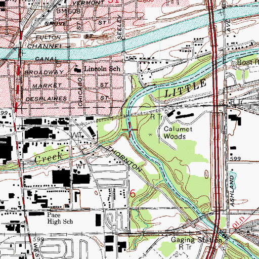 Topographic Map of Midlothian Creek, IL