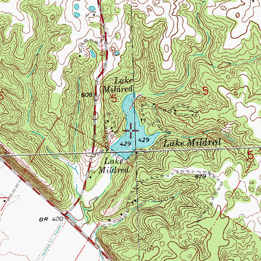 Topographic Map of Lake Mildred, IL