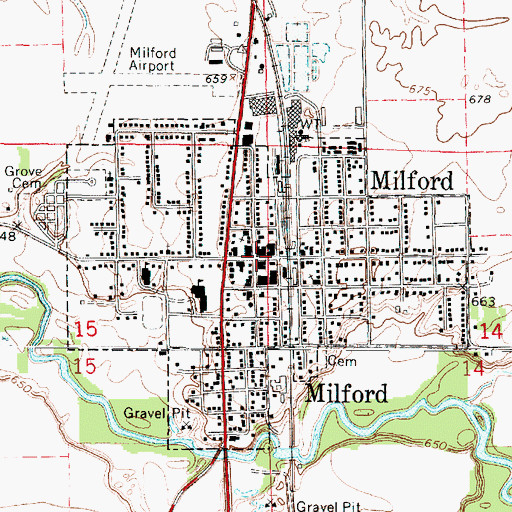 Topographic Map of Milford, IL