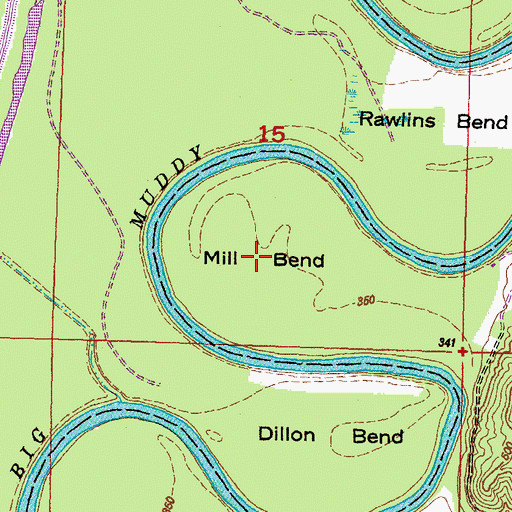 Topographic Map of Mill Bend, IL