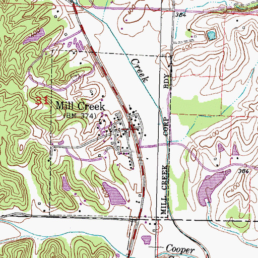 Topographic Map of Mill Creek, IL