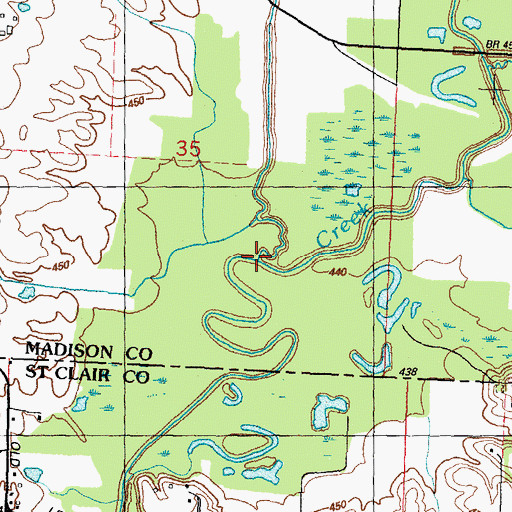 Topographic Map of Mill Creek, IL