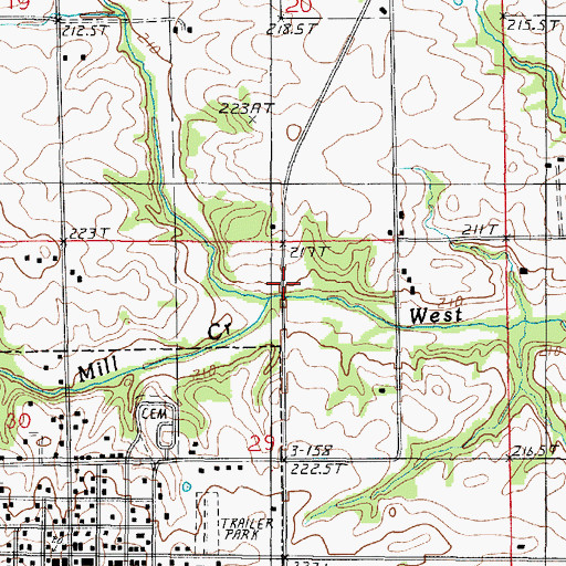 Topographic Map of Mill Creek, IL