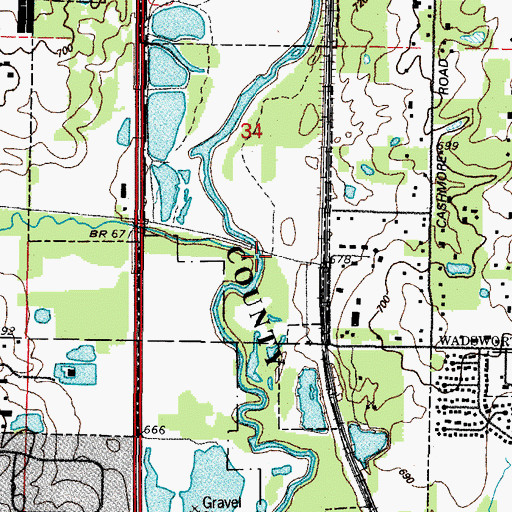 Topographic Map of Mill Creek, IL