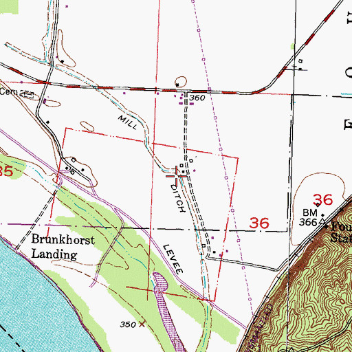 Topographic Map of Mill Ditch, IL