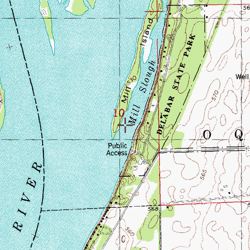 Topographic Map of Mill Slough, IL