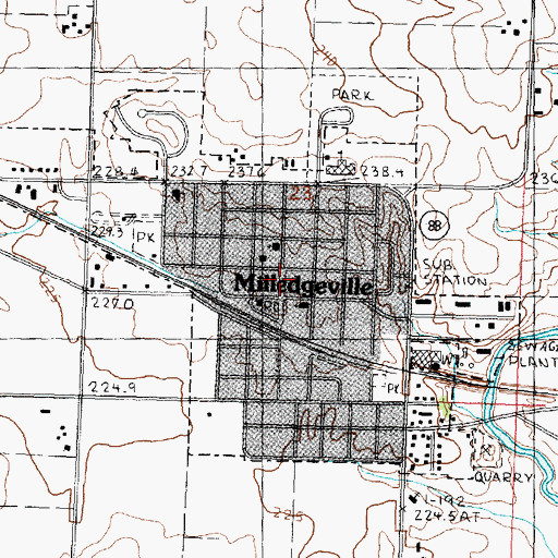Topographic Map of Milledgeville, IL