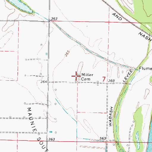 Topographic Map of Miller Cemetery, IL