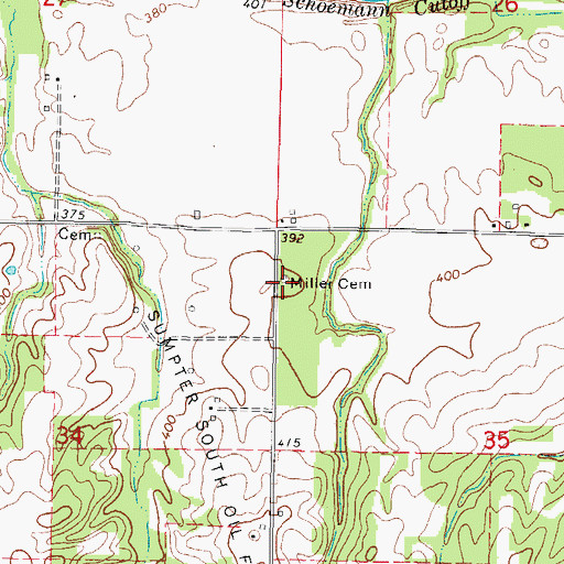 Topographic Map of Miller Cemetery, IL