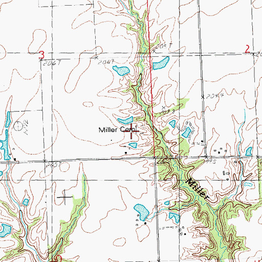 Topographic Map of Miller Cemetery, IL