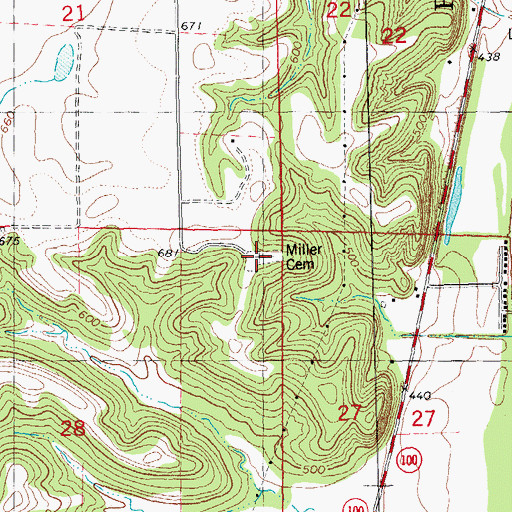 Topographic Map of Miller Cemetery, IL