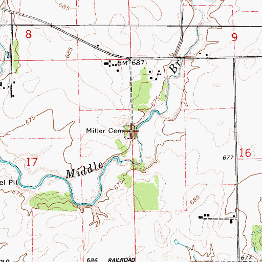 Topographic Map of Miller Cemetery, IL