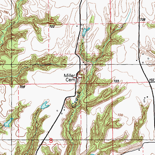 Topographic Map of Miller Cemetery, IL