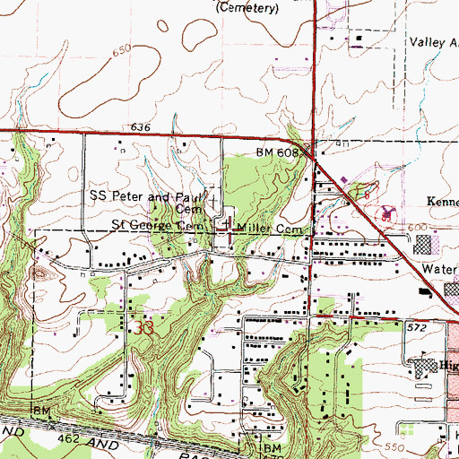 Topographic Map of Miller Cemetery, IL