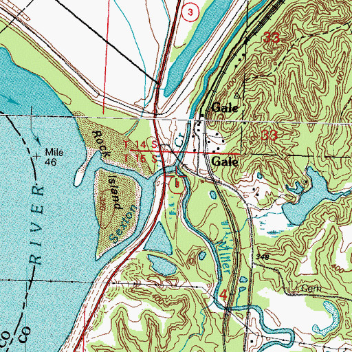 Topographic Map of Miller Creek, IL