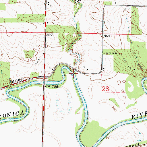 Topographic Map of Miller Creek, IL