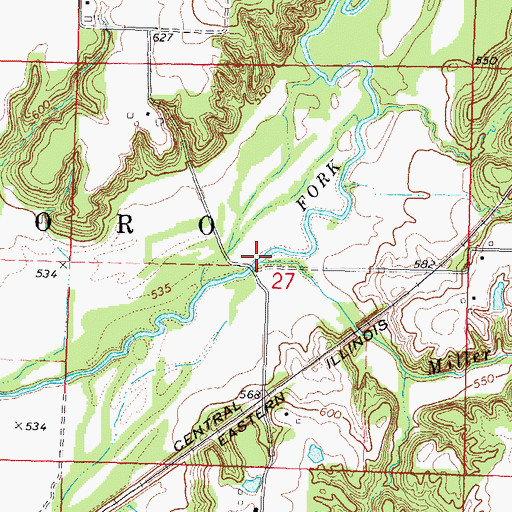 Topographic Map of Miller Creek, IL