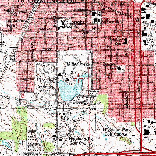 Topographic Map of Miller Park, IL