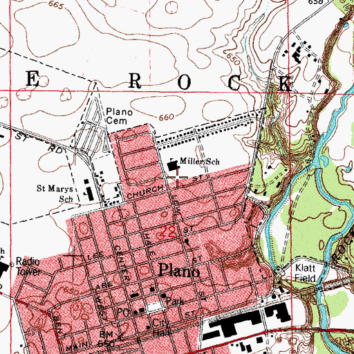 Topographic Map of P H Miller Elementary School, IL